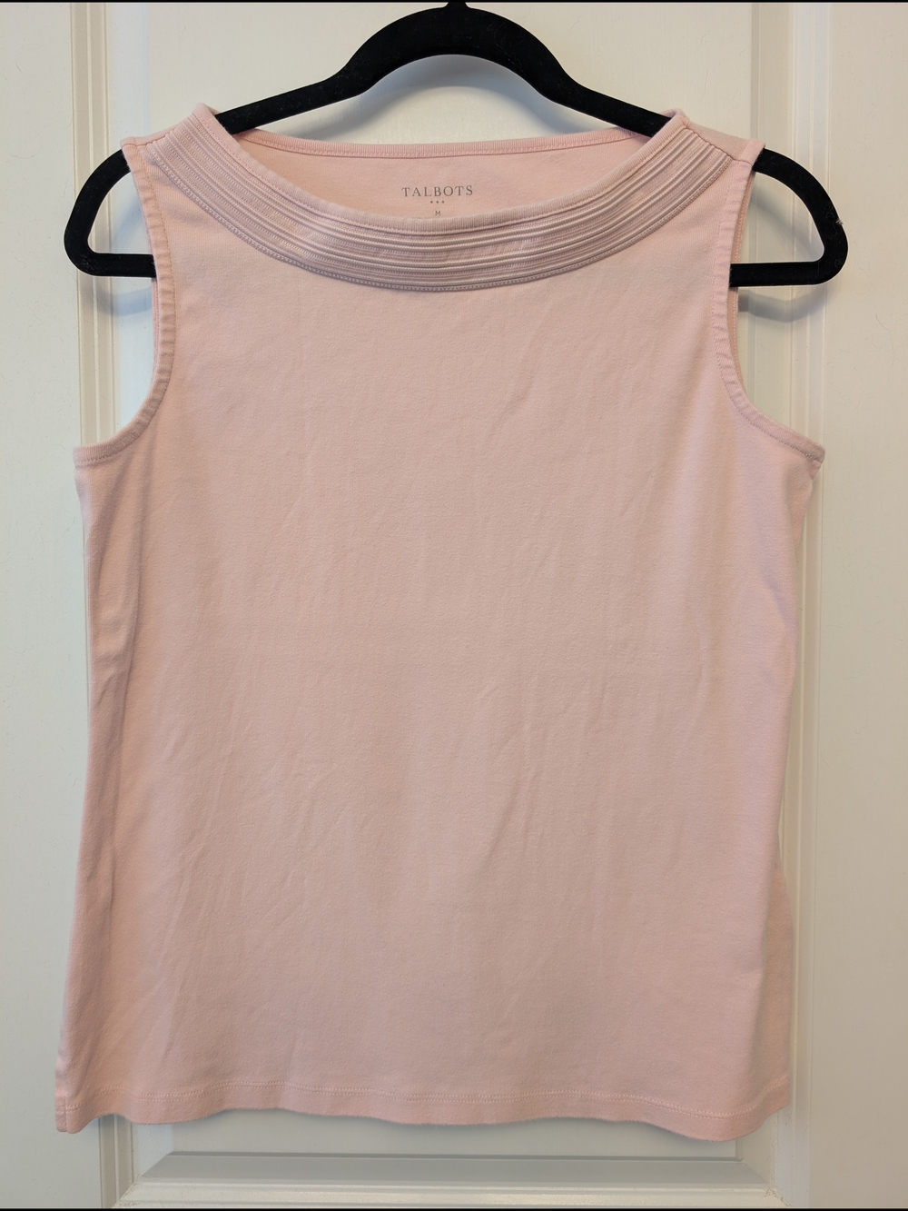 Talbots Women's Pink Sleeveless Ribbed-Trim Tank